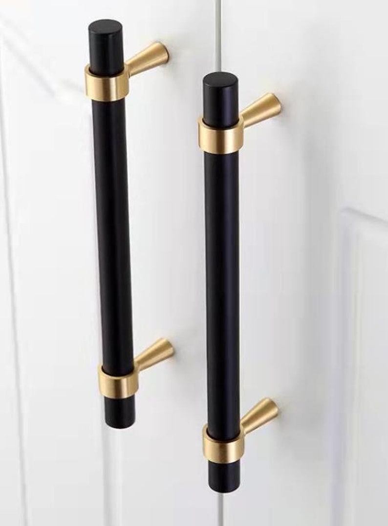 Black Modern Brass Pull, Cabinet Handles, Solid Brass Bar Handles & Pulls, Solid Brass Cabinet Hardware, Furniture Pulls, FINAL SALE image 2