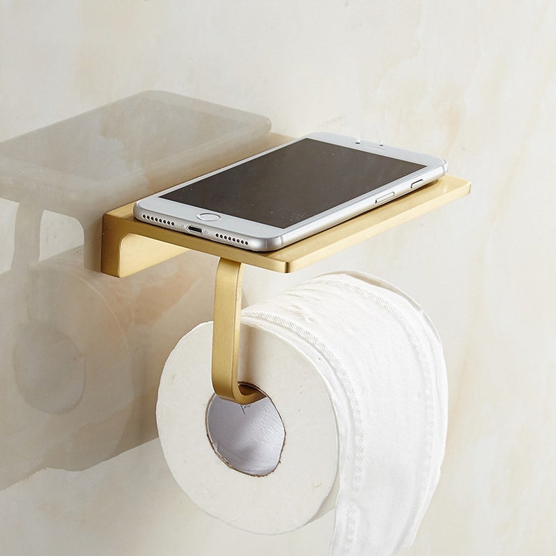 Gold Solid Brass Toilet Roll Holder & Shelf Toilet Paper Etsy
