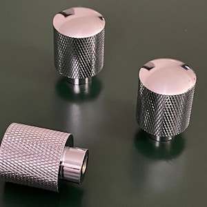 Chrome Knurled Cabinet Knob: Modern Solid Brass Drawer Pull