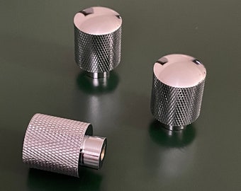Chrome Knurled Cabinet Knob: Modern Solid Brass Drawer Pull