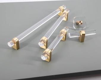 Clear Acrylic Brass Cabinet Pull: Contemporary Hardware