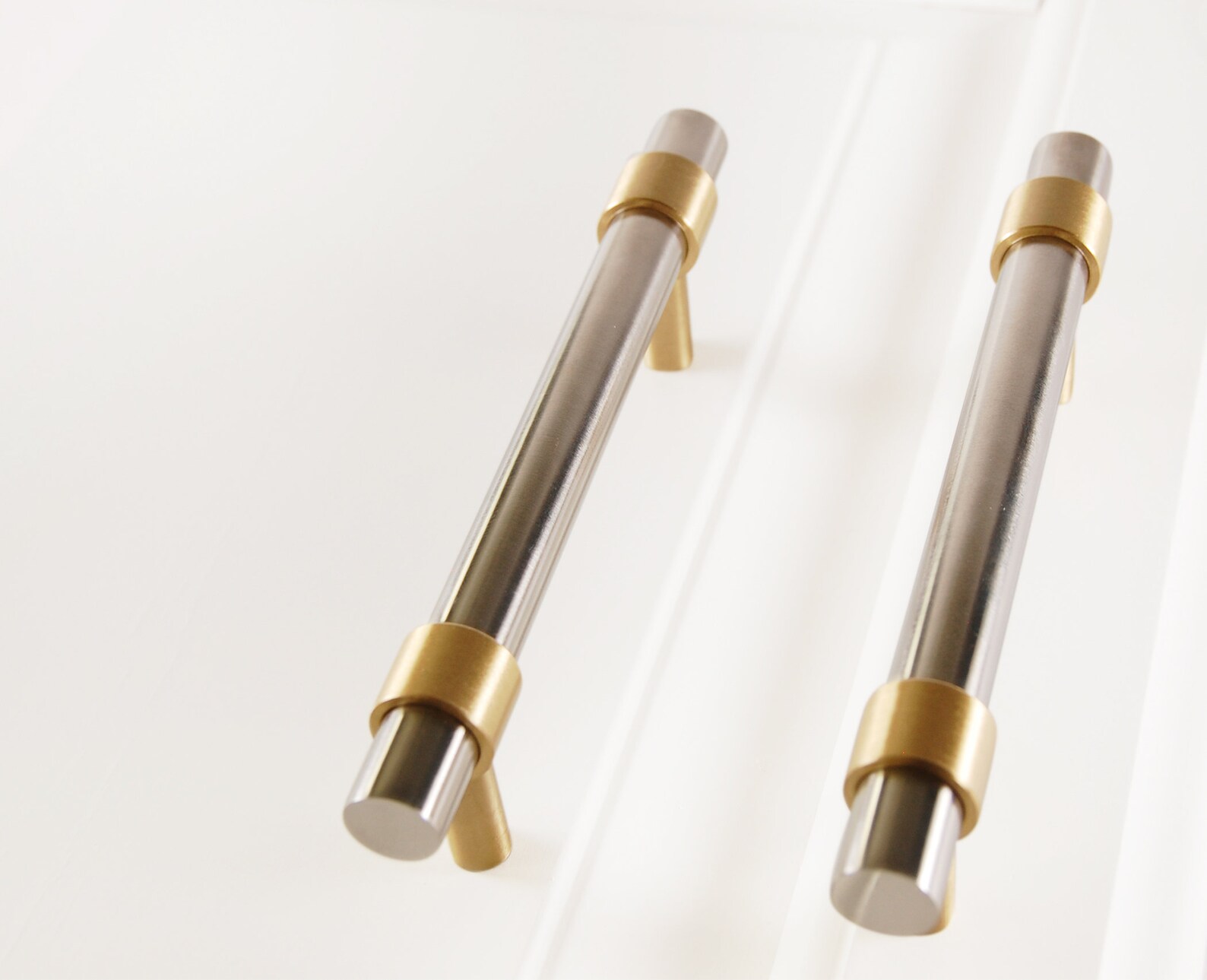 Solid Brass and Stainless Steel Silver and Gold Pull Etsy