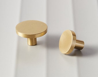 Brass Round Cabinet Knob - Drawer Pull, Cabinet Handle