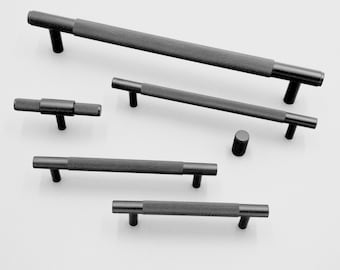 Black Solid Brass Bar Cabinet Pulls - Modern Furniture Hardware