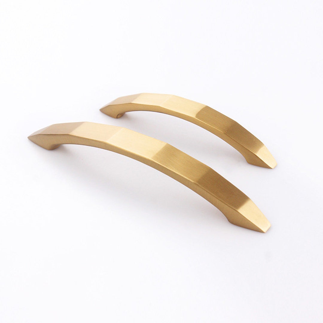 Gold Modern Brass Pull, Handles, Solid Brushed Brass Bar Handles & Pulls, Solid Brass