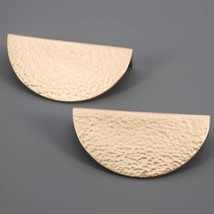 Hammered Gold Cabinet Pull – Modern Finger Drawer Handle (FINAL SALE)
