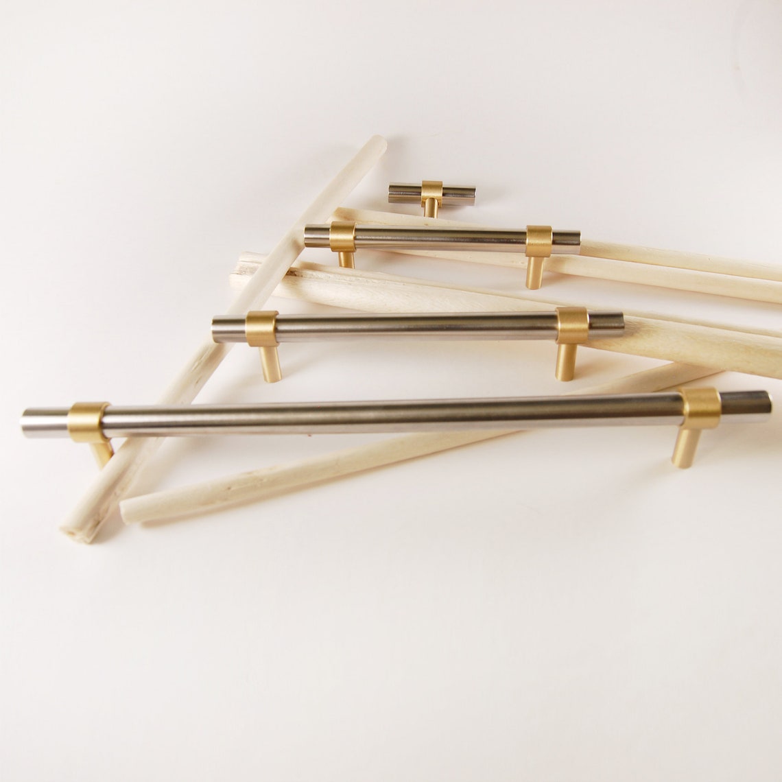 Modern Brass Silver and Gold Handle Drawer Pull Etsy