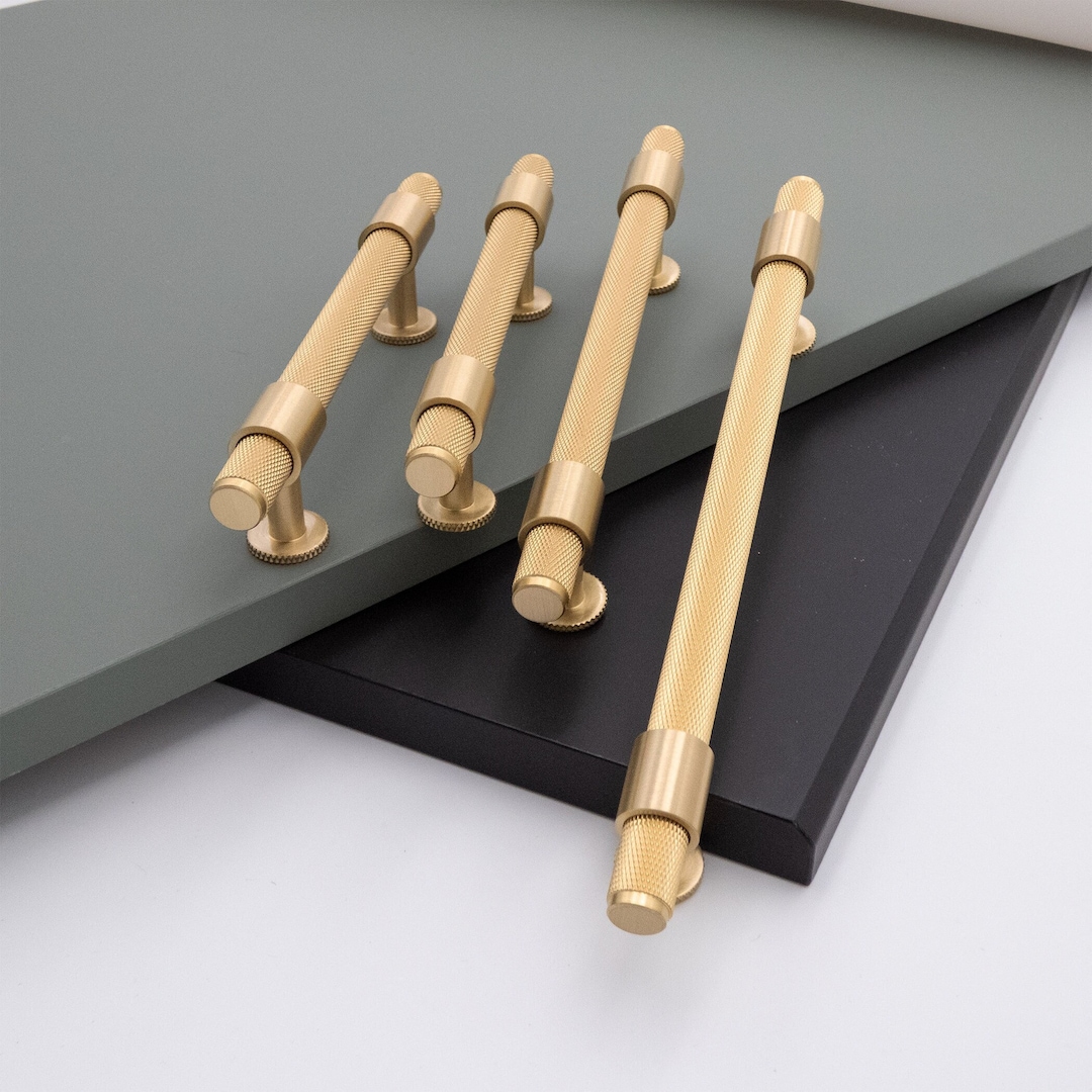 Solid Brass Knurled Drawer Pulls and Knobs T bars Drawer Handles