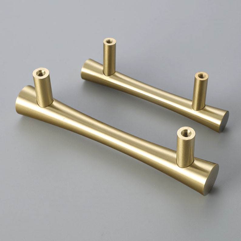 Mid-Century Modern Brass Pull, Cabinet Handles, Solid Brass Bar Handles & Pulls, Brushed Brass Cabinet Hardware, Modern Furniture Pulls image 7