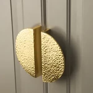 Hammered Brass Half Moon Cabinet Pull, Cabinet Hardware   (Final Sale)