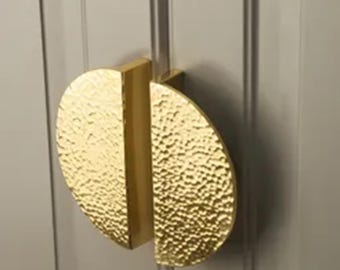 Hammered Brass Half Moon Cabinet Pull, Cabinet Hardware   (Final Sale)