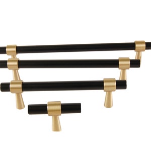 Black Modern Brass Pull, Cabinet Handles, Solid Brass Bar Handles & Pulls, Solid Brass Cabinet Hardware, Furniture Pulls, FINAL SALE image 4