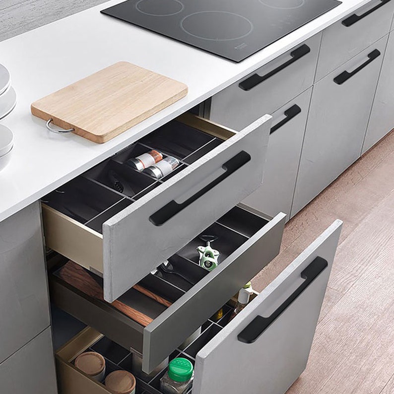 Modern Black Kitchen Pulls and Handles Drawer Pulls Etsy