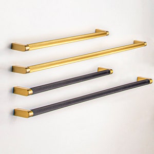 Textured Black and Gold - Brass Pull, Knurled Cabinet Handles, Solid Brass Bar Handles & Pulls, Brass Cabinet Hardware, Appliance Pull