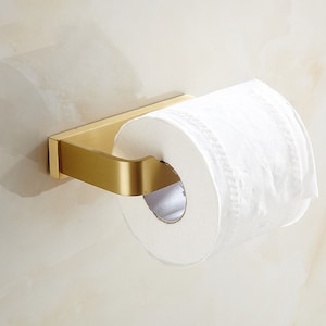 Gold Solid Brass Toilet Roll Holder & Shelf Toilet Paper Holder - Toilet Paper Storage Bathroom Décor