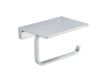 Chrome Toilet Paper Holder with Shelf: Solid Brass Bathroom Decor