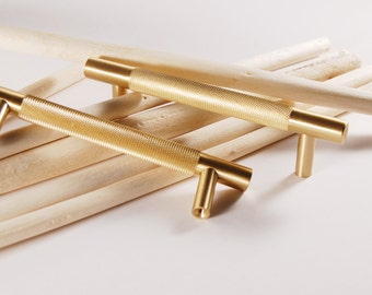 Knurled - Textured Solid Brass Drawer Pulls - Cabinet Handles, Kitchen Hardware