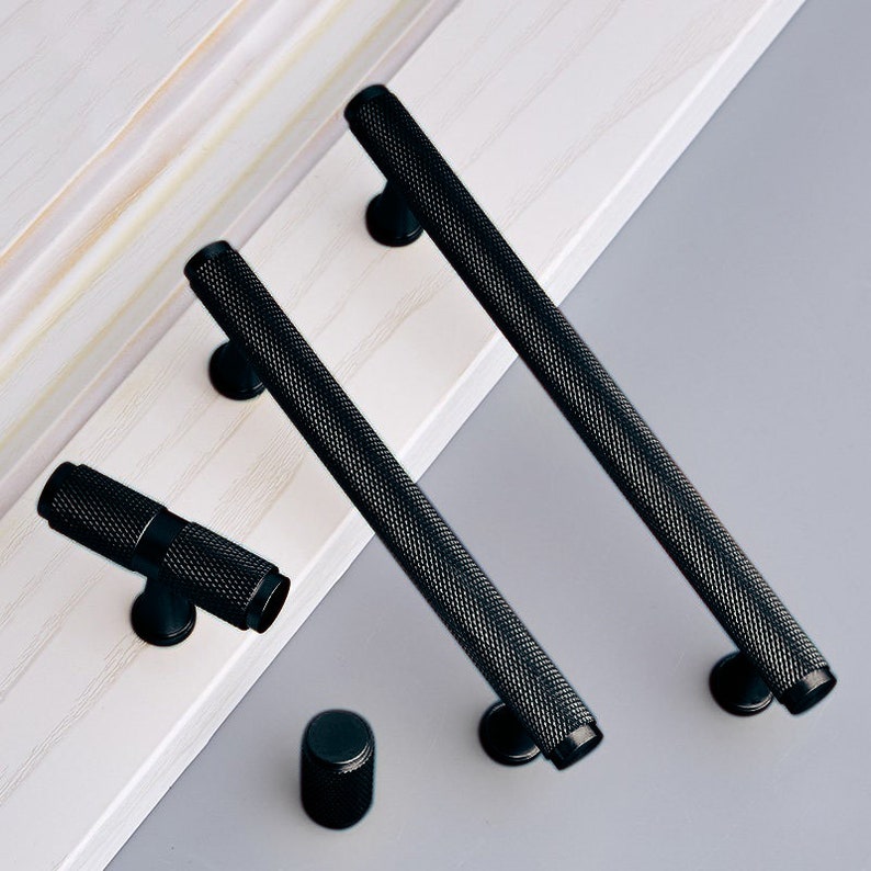 Black Knurled Brass Pull Knurled Handles Solid Etsy