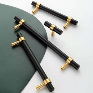 Black Modern Brass Pull, Cabinet Handles, Solid Brass Bar Handles & Pulls, Solid Brass Cabinet Hardware, Furniture Pulls, FINAL SALE image 3