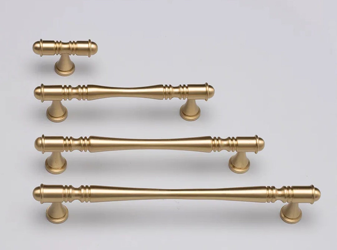 Antique Style Satin Brass Pulls Handles Knobs Drawer Etsy