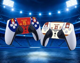 Spain World Cup 2026 PS5 Controller Skin, Personalised DualSense Vinyl Wrap, Custom Name & Number, Home and Away Kit, Football Gift UK Made
