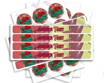 Forbidden Fruit 100ml Tin Labels - High Gloss - Tin Can Stickers - Includes Lid & Side Label Stickers - 100ml