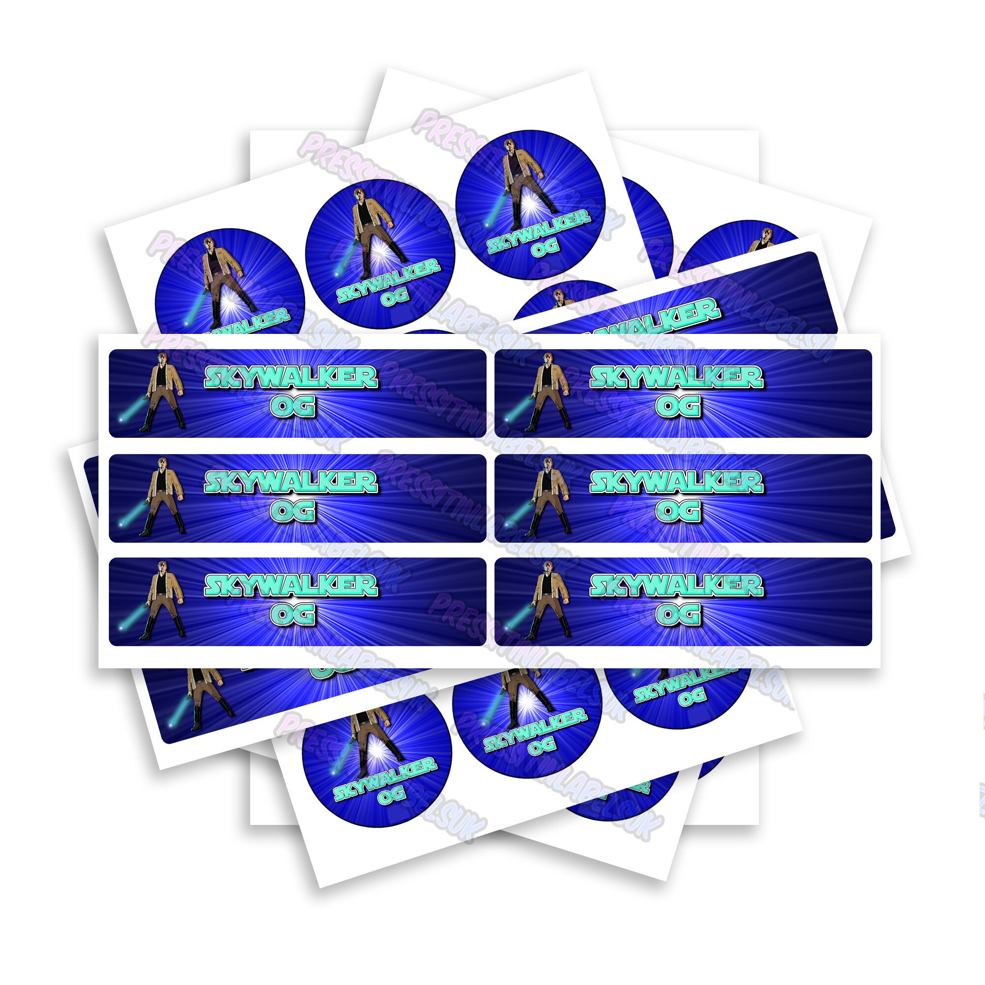Skywalker T2 Sticker Label Set High Gloss 2oz Glass Jar ...