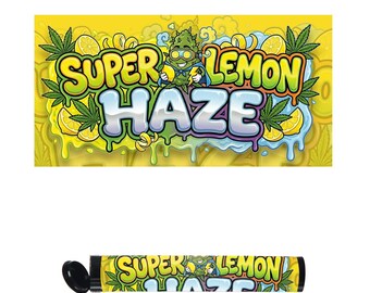 Super Lemon Haze Pre-Roll Labels | 116mm Cali Tube Stickers – High-Gloss Vinyl