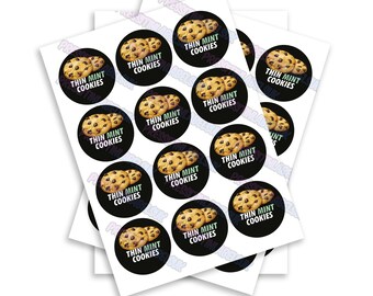 Thin Mint C Round Sticker Labels - High Gloss - Multiple Sizes - Circular Sticker - Slap Stickers