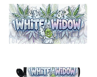 White Widow Pre-Roll Labels | 116mm Cali Tube Stickers – High-Gloss Vinyl