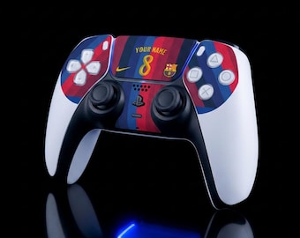 Barcelona Home 2026 PS5 Controller Skin, Personalised DualSense Vinyl Wrap, Custom Name & Number, Football Gift for Gamers, UK Made
