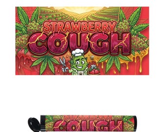 Strawberry Cough Pre-Roll Labels | 116mm Cali Tube Stickers – High-Gloss Vinyl