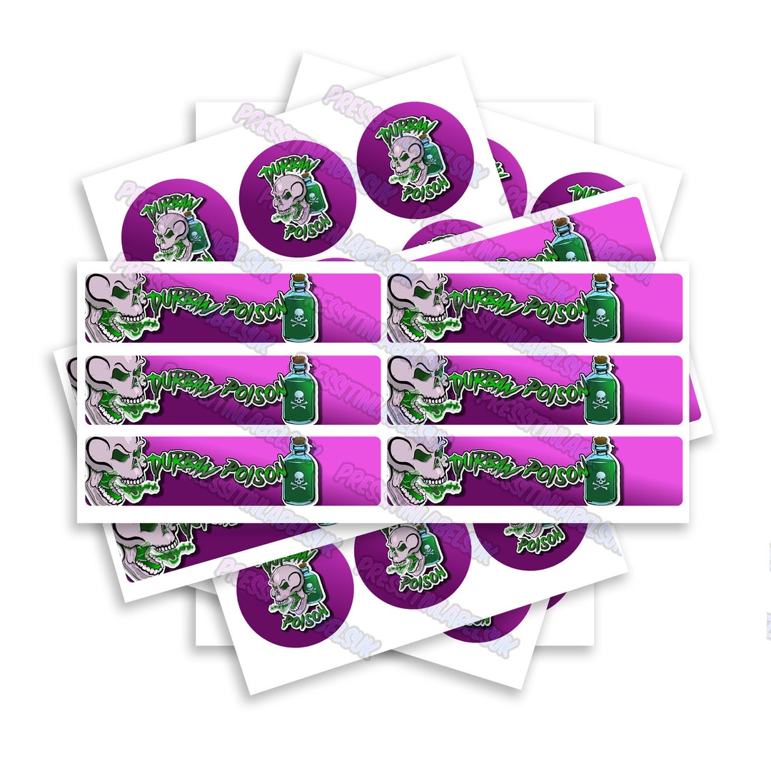 Durban P Sticker Label Set High Gloss 2oz Glass Jar Labels Includes a Includes Lid & Side Label