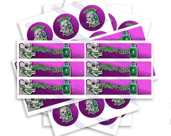 Durban P Sticker Label Set - High Gloss - 2oz Glass Jar Labels - Includes a Includes Lid & Side Label Stickers