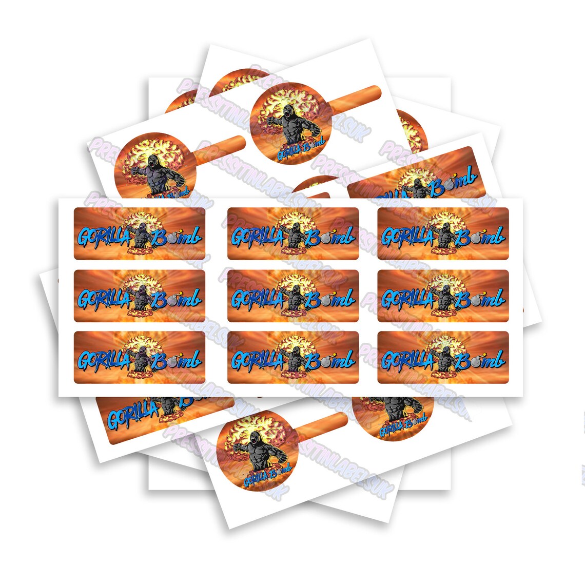 Gorilla Bmb Sticker Label Set - High Gloss - 2oz Tamper Proof Glass Jar ...