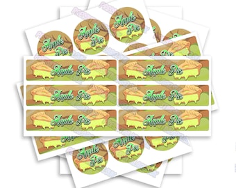 Apple Pie Sticker Label Set - High Gloss - 2oz Glass Jar Labels - Includes a Includes Lid & Side Label Stickers