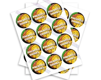 Pineapple Chunks Round Sticker Labels - High Gloss - Multiple Sizes - Circular Sticker - Slap Stickers