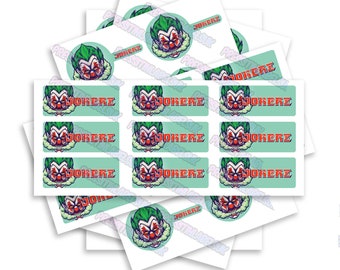 Jokerz Sticker Label Set - Alto brillo - 2oz Tamper Proof Glass Jar Labels - Incluye una tapa y pegatinas de etiqueta lateral
