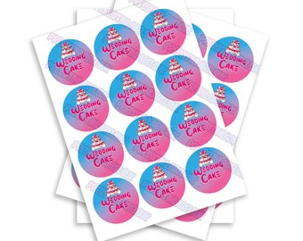Wedding Cake Round Sticker Labels - High Gloss - Multiple Sizes - Circular Sticker - Slap Stickers
