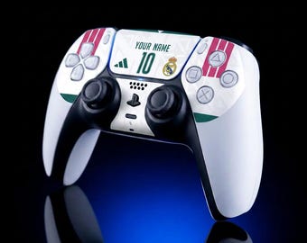Real Madrid Home 2026 PS5 Controller Skin, Personalised DualSense Vinyl Wrap, Custom Name & Number, Football Gift for Gamers, UK Made