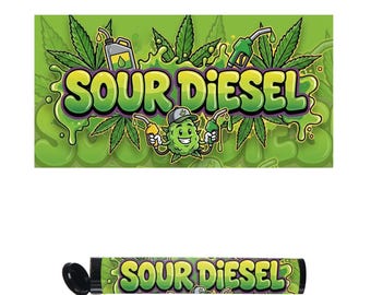 Sour Diesel Pre-Roll Labels | 116mm Cali Tube Stickers – High-Gloss Vinyl