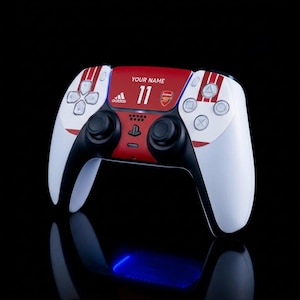 Arsenal Home 2026 PS5 Controller Skin, Personalised DualSense Vinyl Wrap, Custom Name & Number, Football Gift for Gamers, UK Made