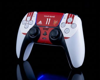 Arsenal Home 2026 PS5 Controller Skin, Personalised DualSense Vinyl Wrap, Custom Name & Number, Football Gift for Gamers, UK Made