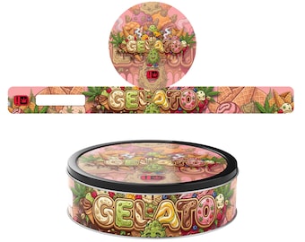 Gelato Pressitin Labels | 100ml Cali Tin Sticker Labels | Self-Seal Tin Lid & Side Sticker Set | UK Seller Cali Packaging