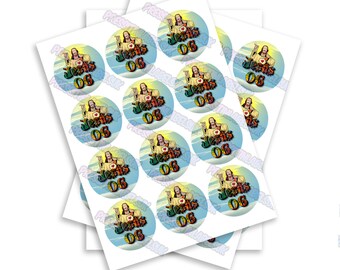 Jesus O Sticker Labels - High Gloss - Pop Top Slap Stickers - Circular Sticker - Slap Stickers