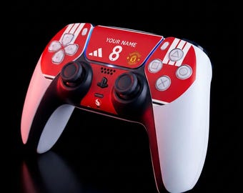 Man Utd Home 2026 PS5 Controller Skin, Personalised DualSense Vinyl Wrap, Custom Name & Number, Football Gift for Gamers, UK Made