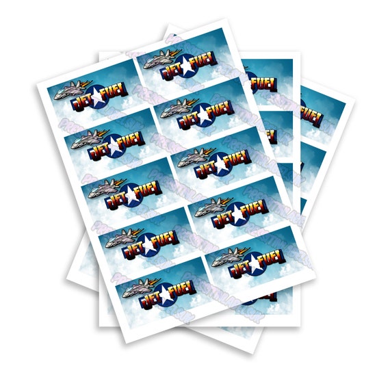 Jet F Pre Roll Sticker Labels - High Gloss - Multiple Sizes - Bulk Stickers  - 100mm x 50mm