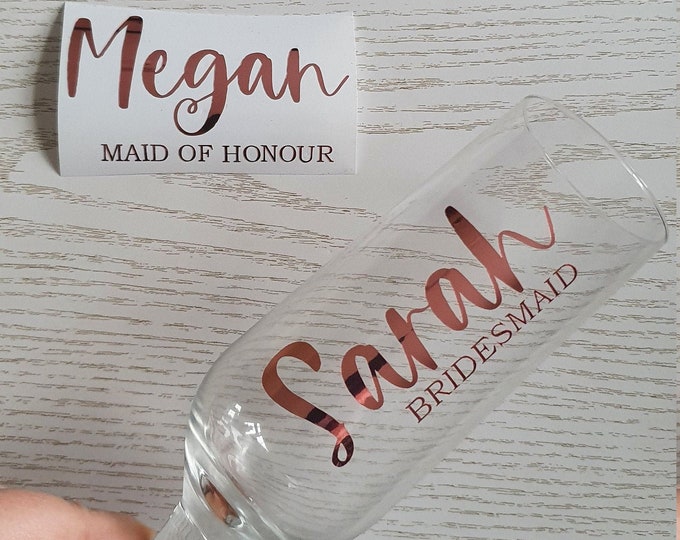DIY Custom Wedding Champagne Flute Decal Sticker Bridal Party