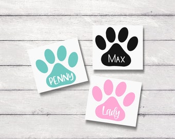 Personalised Dog Label | Custom Pet Label | Personalised Name in Paw | Vinyl Decal Labels Stickers