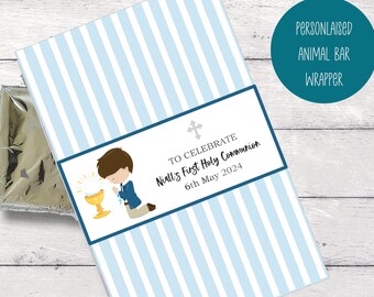 Personalised Chocolate Bar Wrapper to fit Animal Bar for parties Christenings Baby Showers Communion